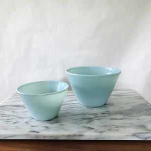 VINTAGE | Fire King Blue Delphite Nesting Mixing Bowls Oven Ware 1950s